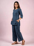 Cotton Kurta Pyjama Co-ord Set – Navy Blue
