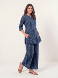 Cotton Kurta Pyjama Co-ord Set – Navy Blue