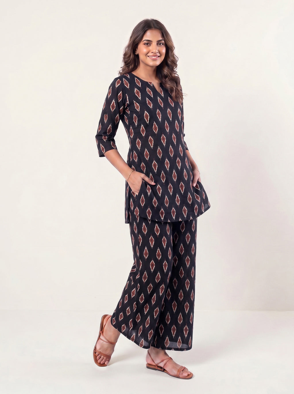 Cotton Kurta Pyjama Co-ord Set - Ikat