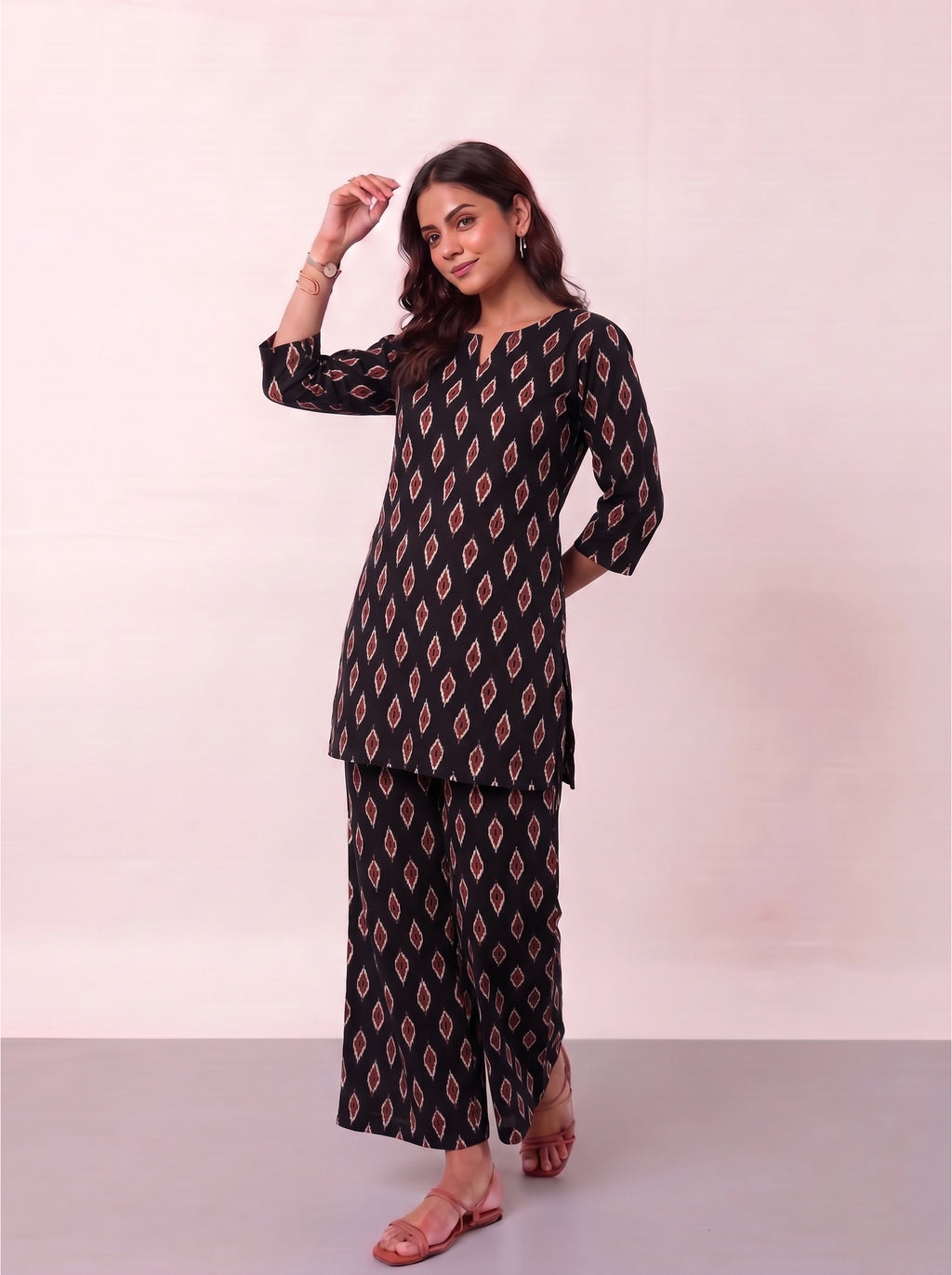 Cotton Kurta Pyjama Co-ord Set - Ikat