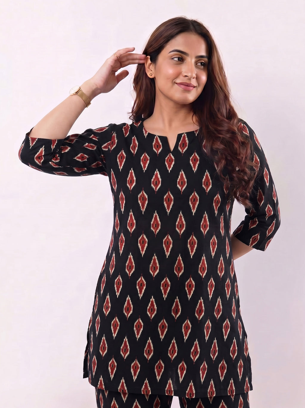 Cotton Kurta Pyjama Co-ord Set - Ikat