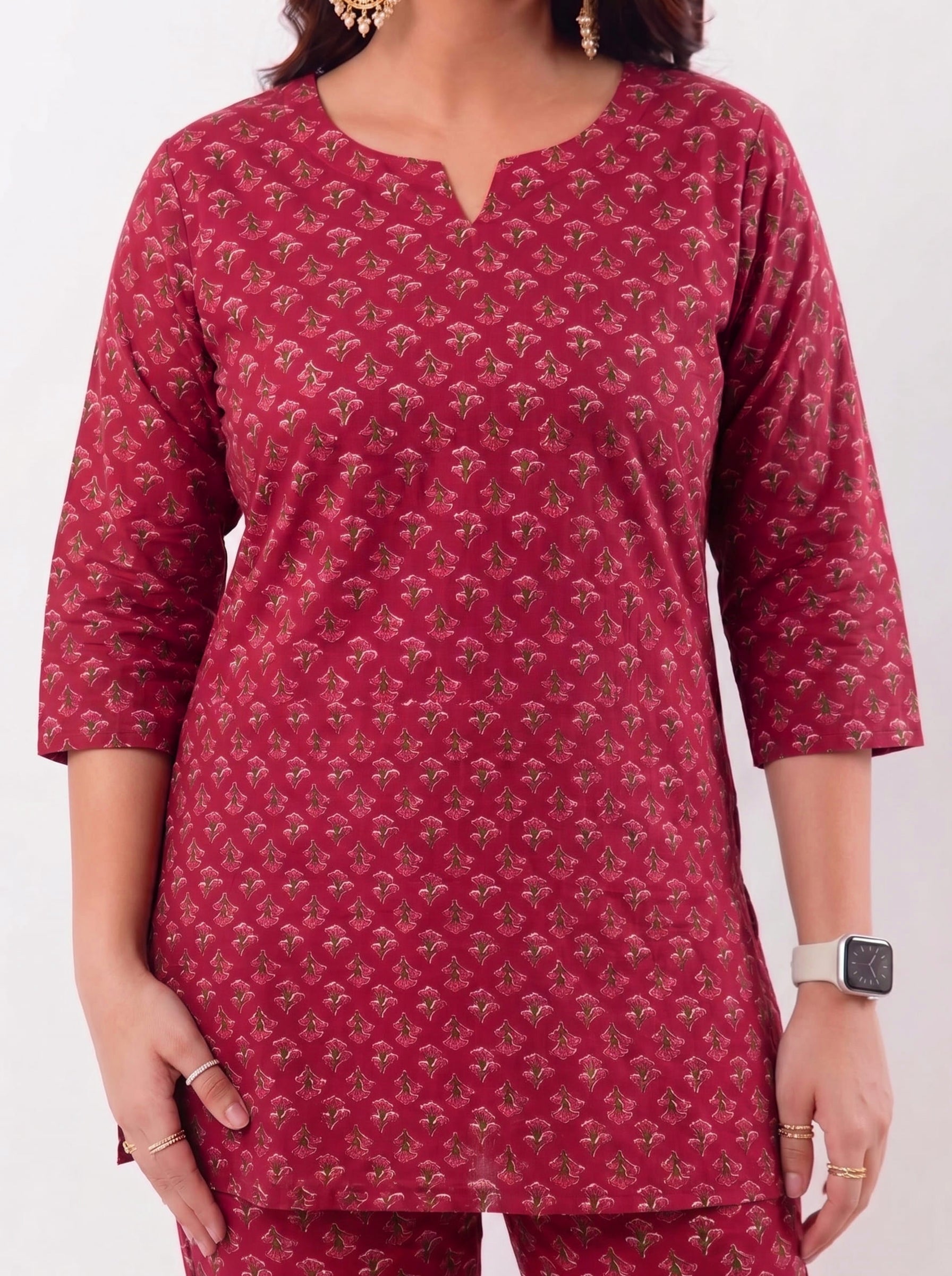 Cotton Kurta Pyjama Co-ord Set – Rose Red