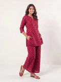 Cotton Kurta Pyjama Co-ord Set – Rose Red