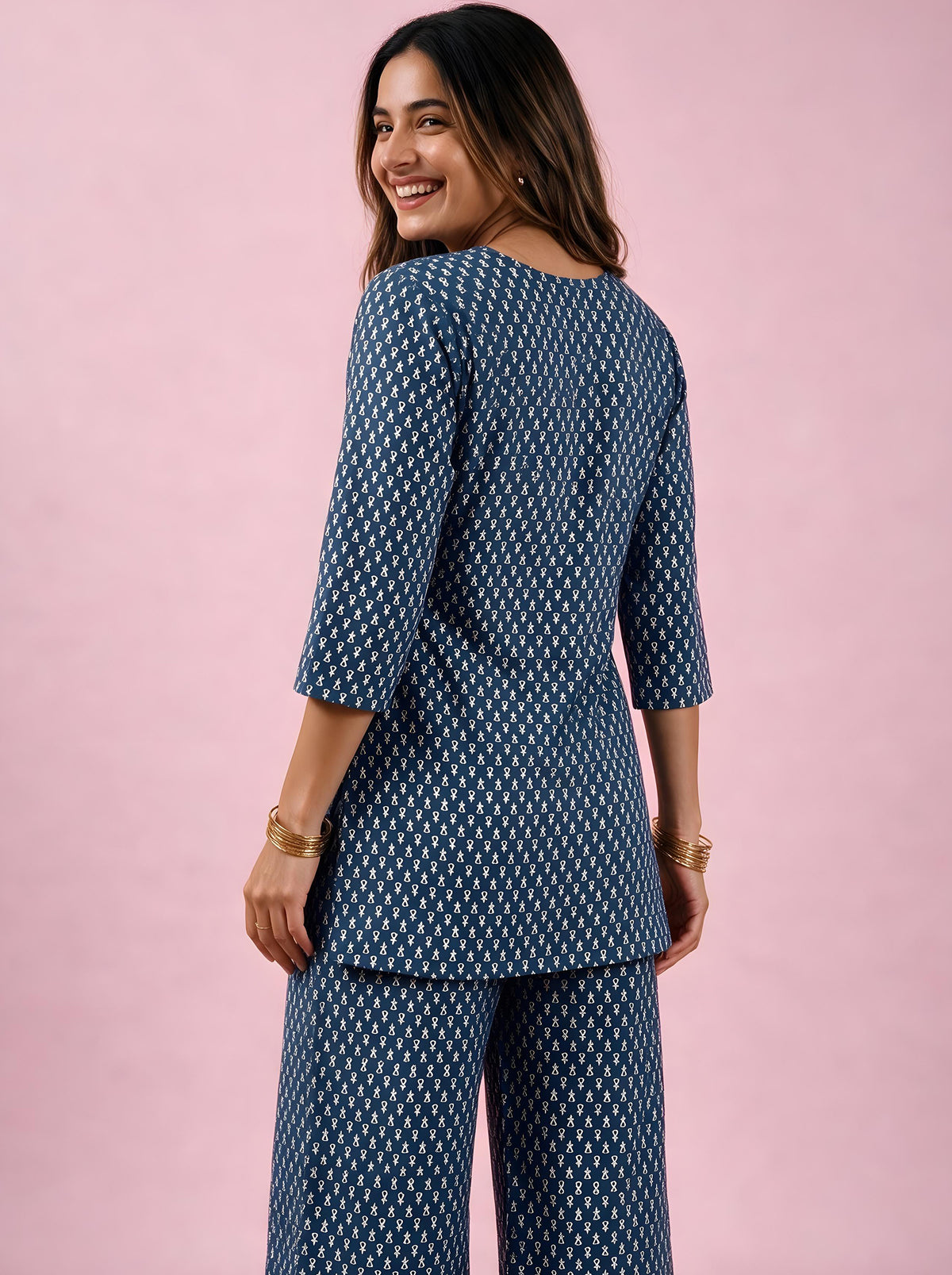 Cotton Kurta Pyjama Co-ord Set – Indigo