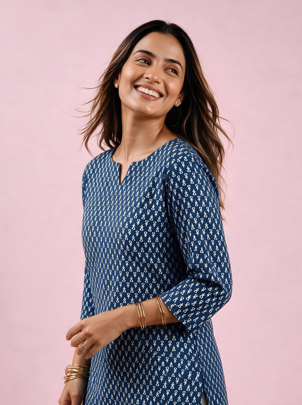 Cotton Kurta Pyjama Co-ord Set – Indigo