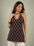 Cotton Halter Neck Short Kurti – Black