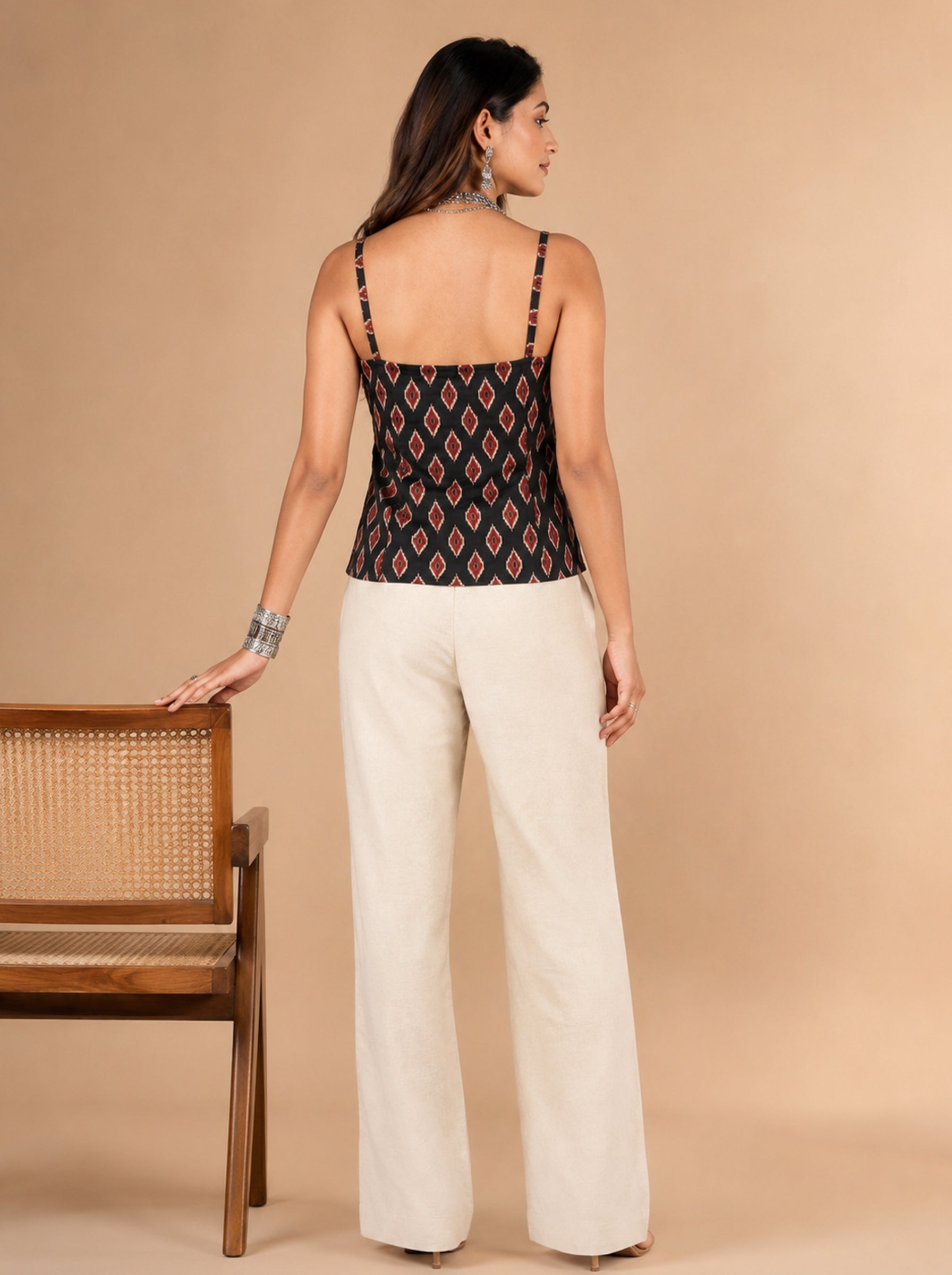Cotton V Neck Top - Ikat