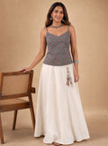 Cotton V Neck Top - Grey