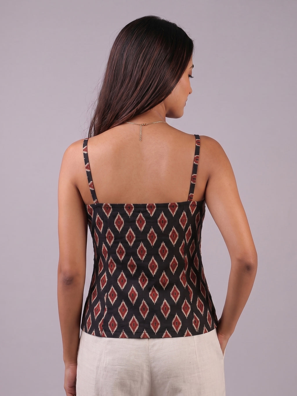 Cotton V Neck Top - Ikat