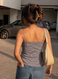 Cotton V Neck Top - Grey