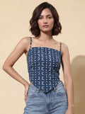 Cotton Backless Scarf Top – Indigo