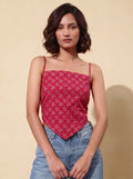 Cotton Backless Scarf Top – Pink
