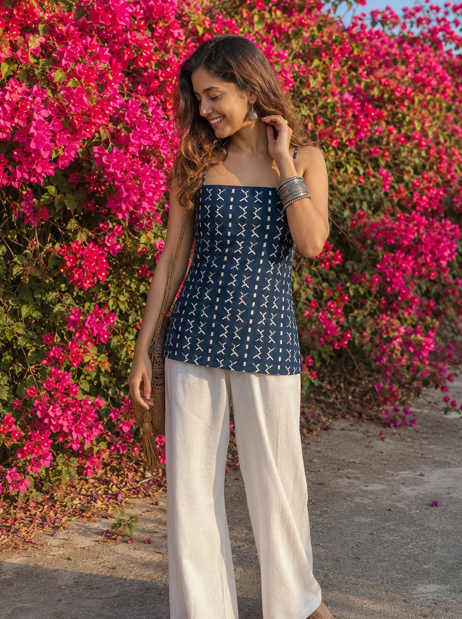 Cotton Corset Back Kurti Top – Indigo
