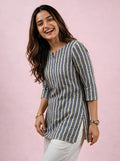 Cotton Notch Neck Short Kurti – Off White