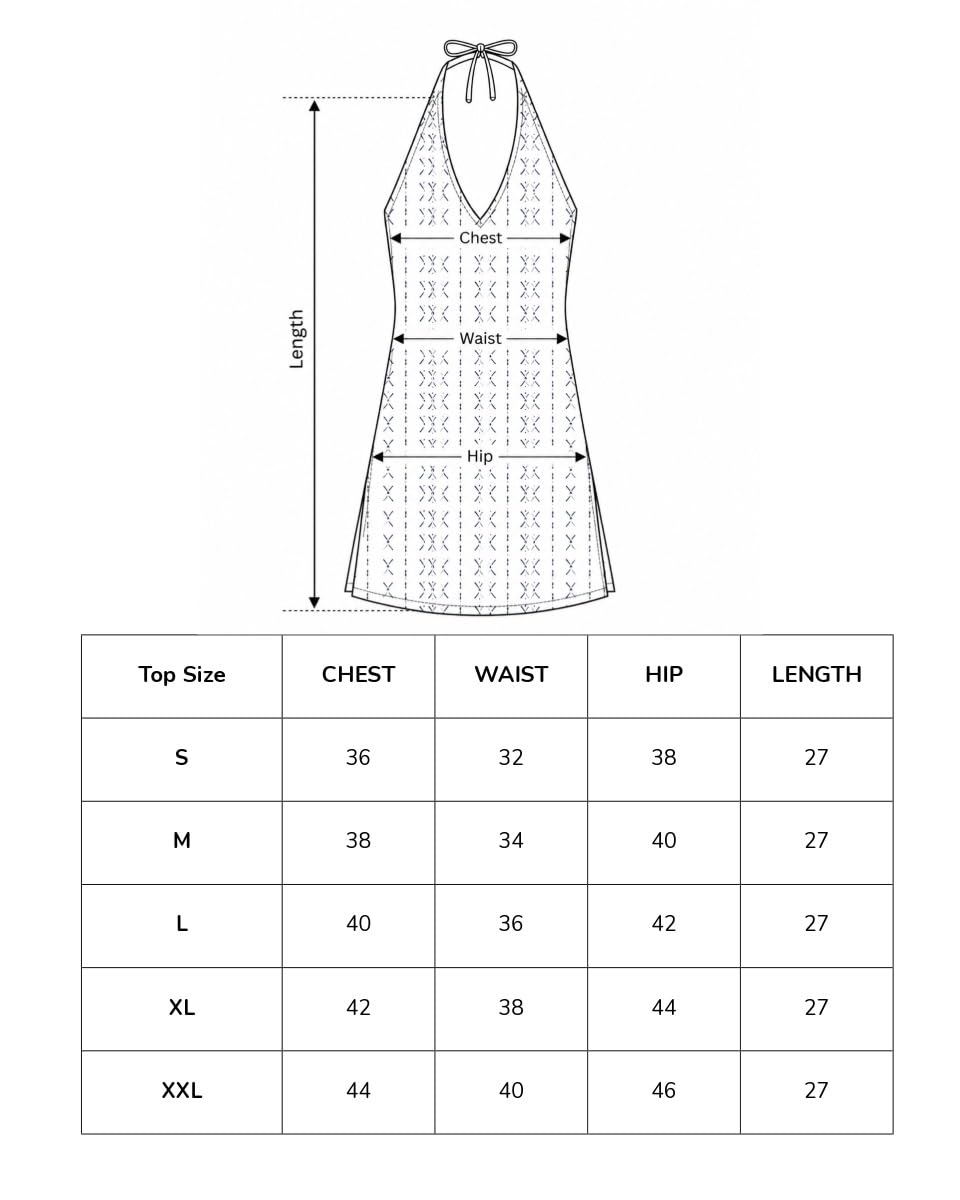 Cotton Halter Neck Short Kurti – Indigo
