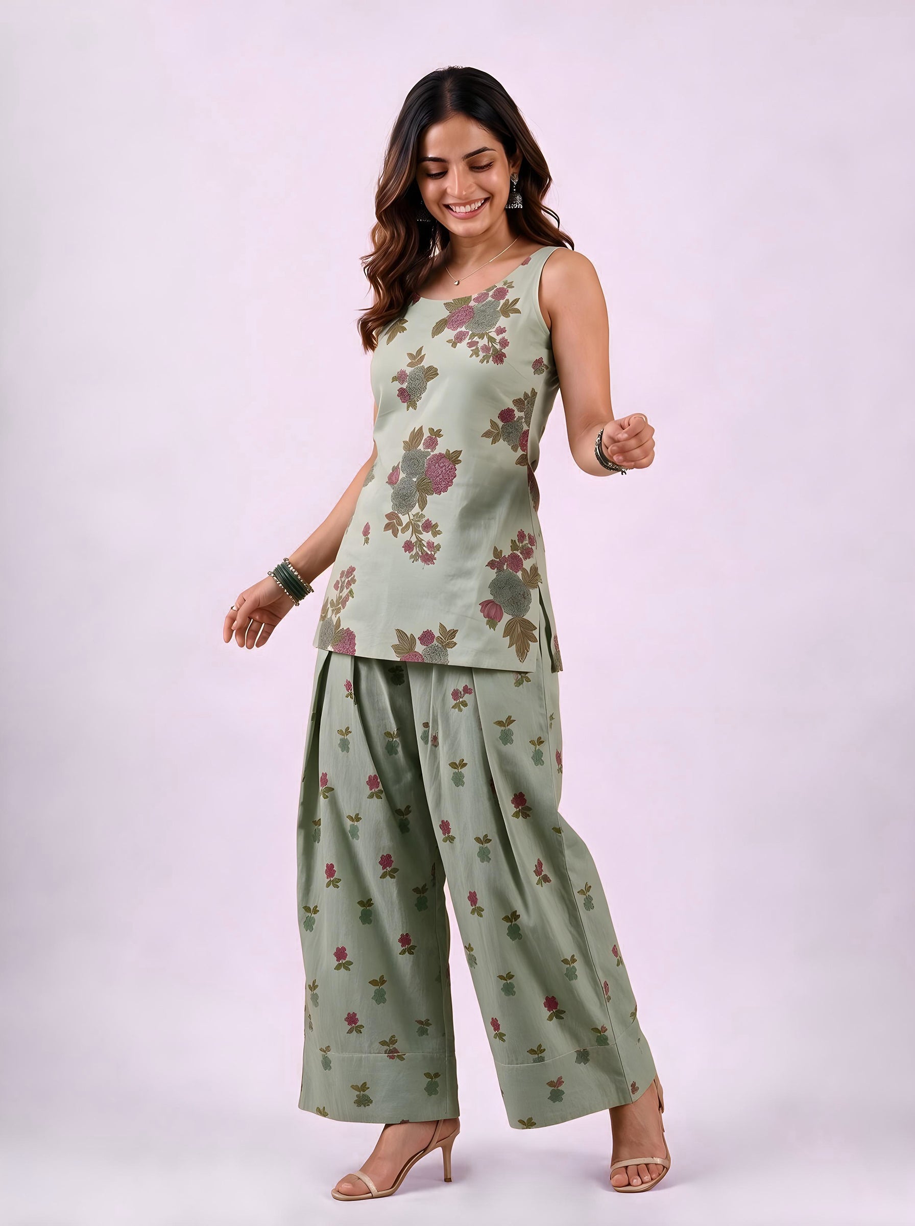 Cotton Corset Kurti Salwar Set – Green