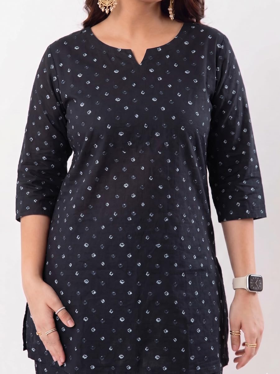 Cotton Kurta Pyjama Co-ord Set – Black