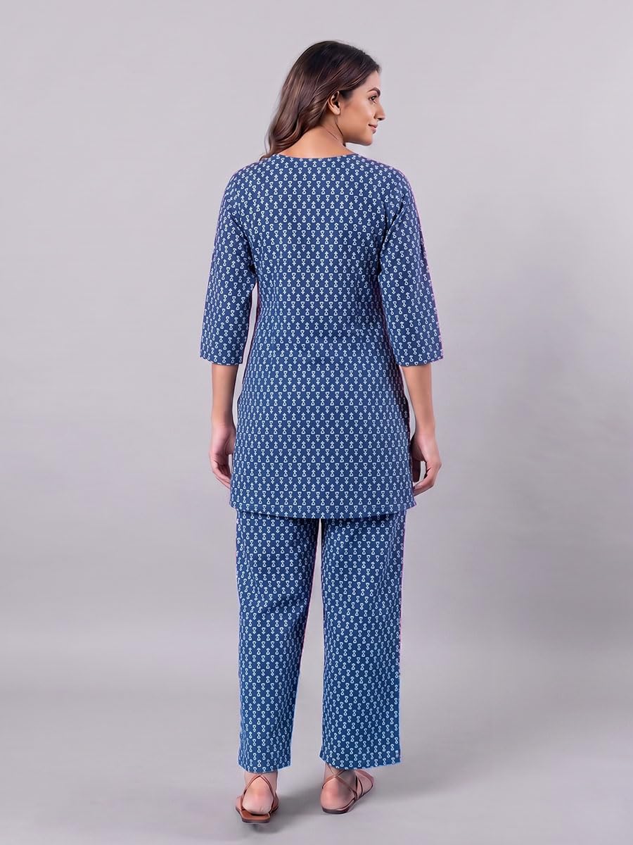Cotton Kurta Pyjama Co-ord Set – Indigo