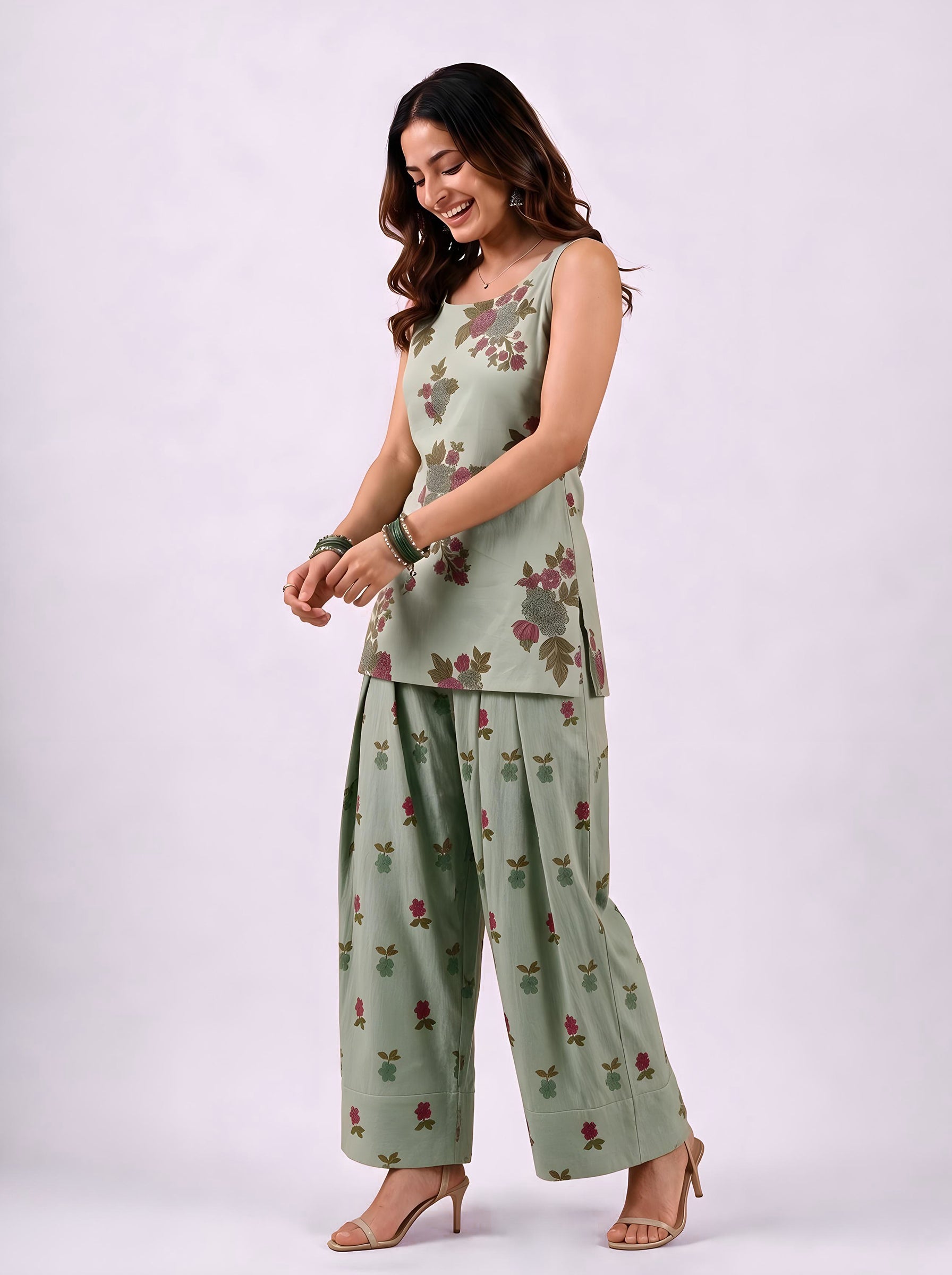 Cotton Corset Kurti Salwar Set – Green