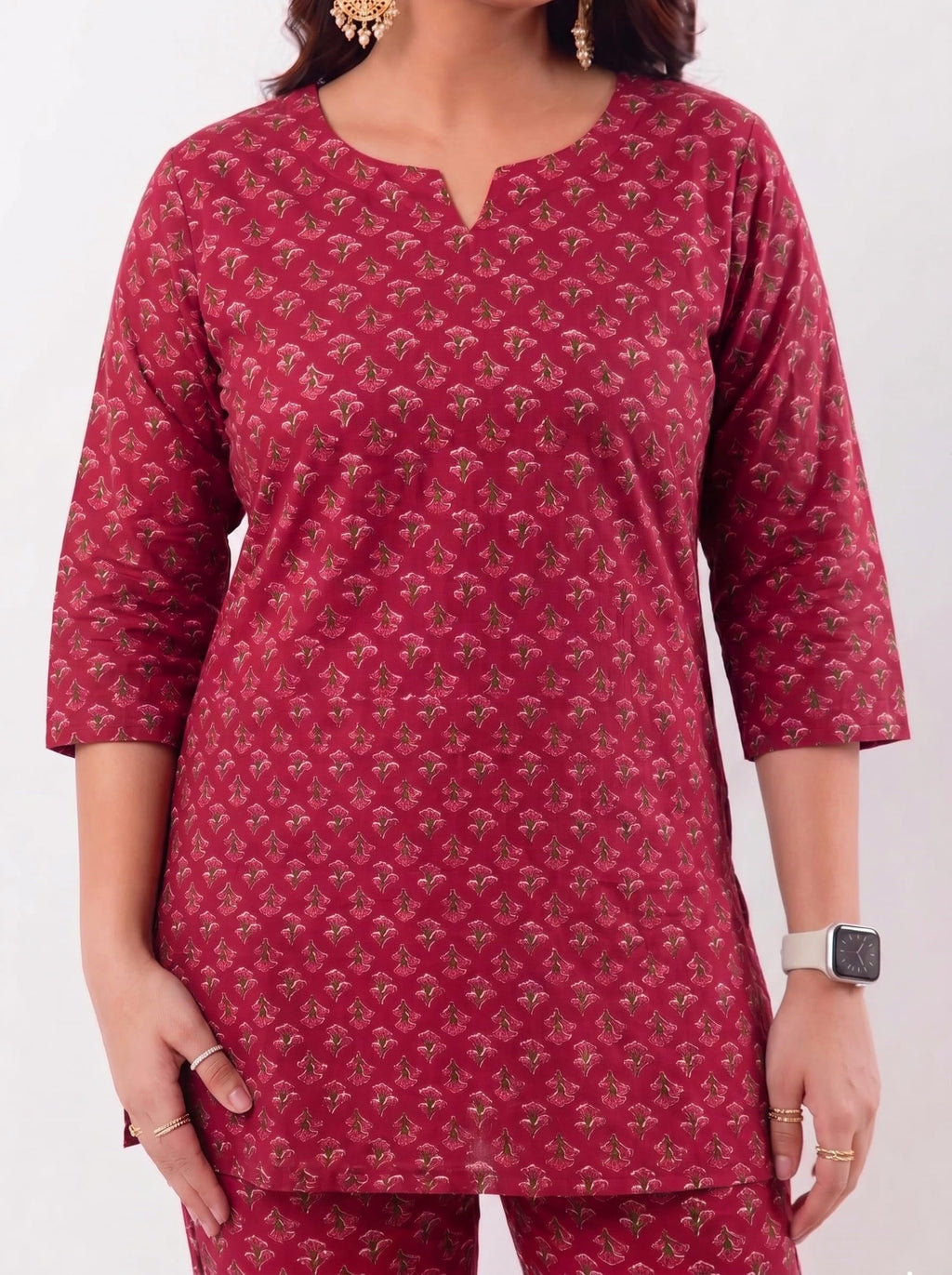 Cotton Kurta Pyjama Co-ord Set – Rose Red