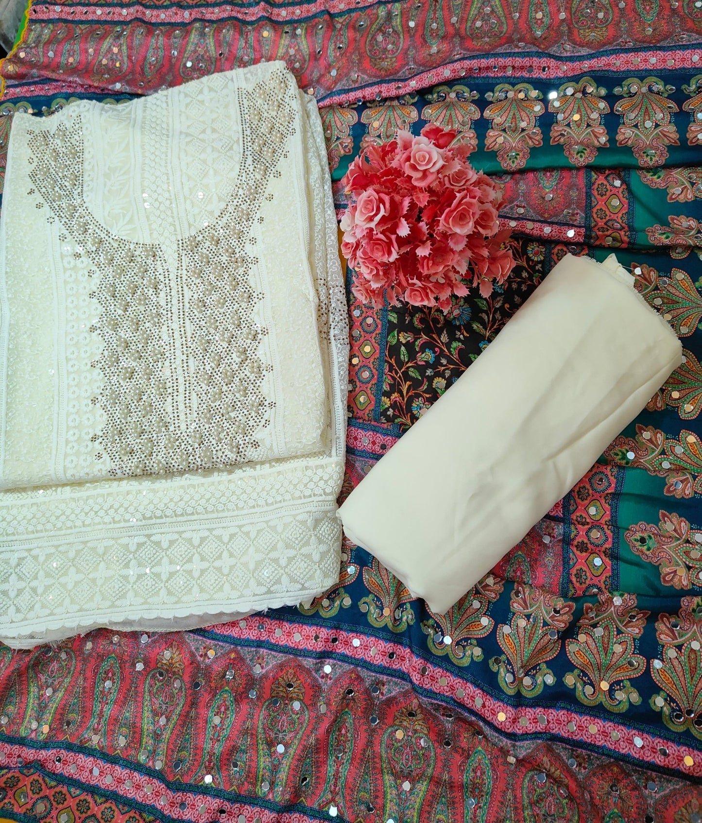 Rang Rooh - Chikankari with Rajasthani Dupatta Unstitched Salwar Suit Set