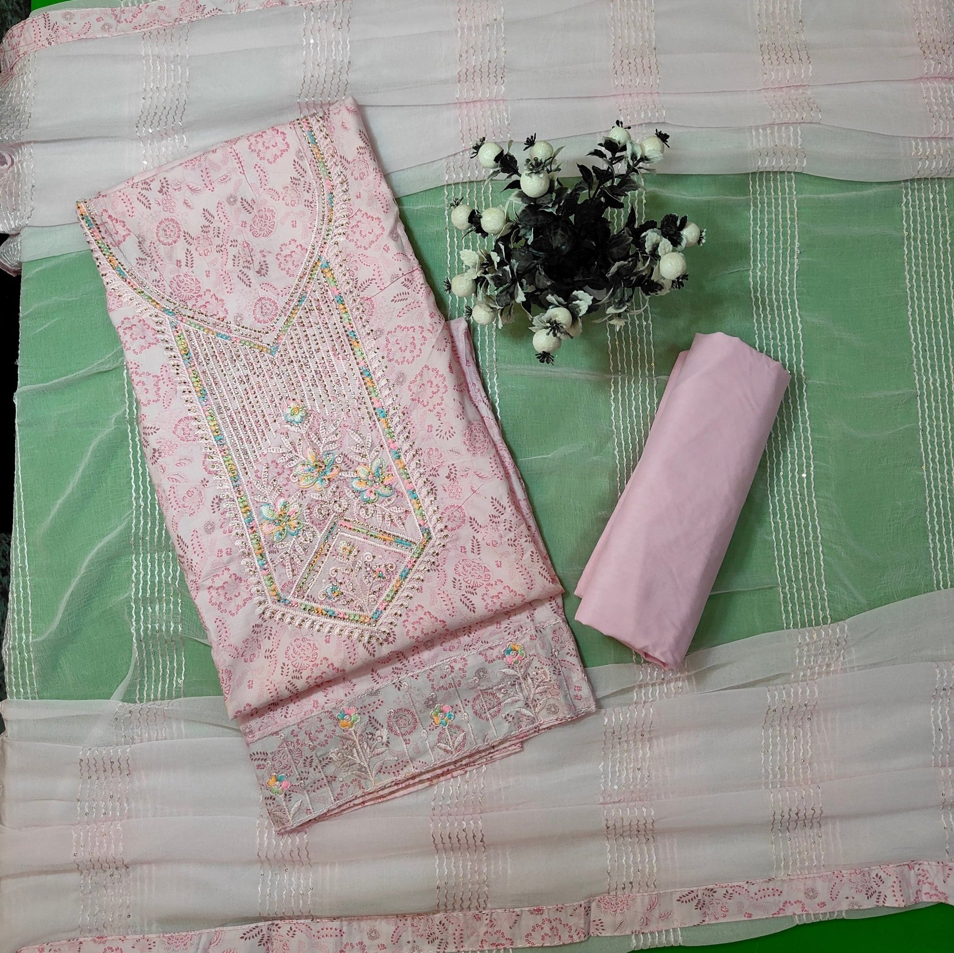 Rang Rooh - Cotton with Shiffon Dupatta Unstitched Salwar Suit Set