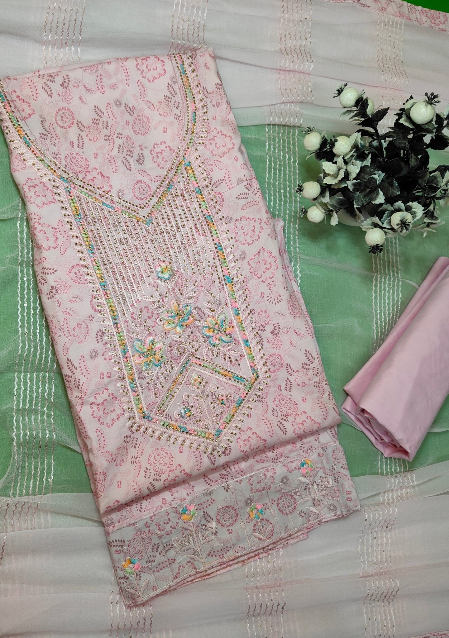 Rang Rooh - Cotton with Shiffon Dupatta Unstitched Salwar Suit Set