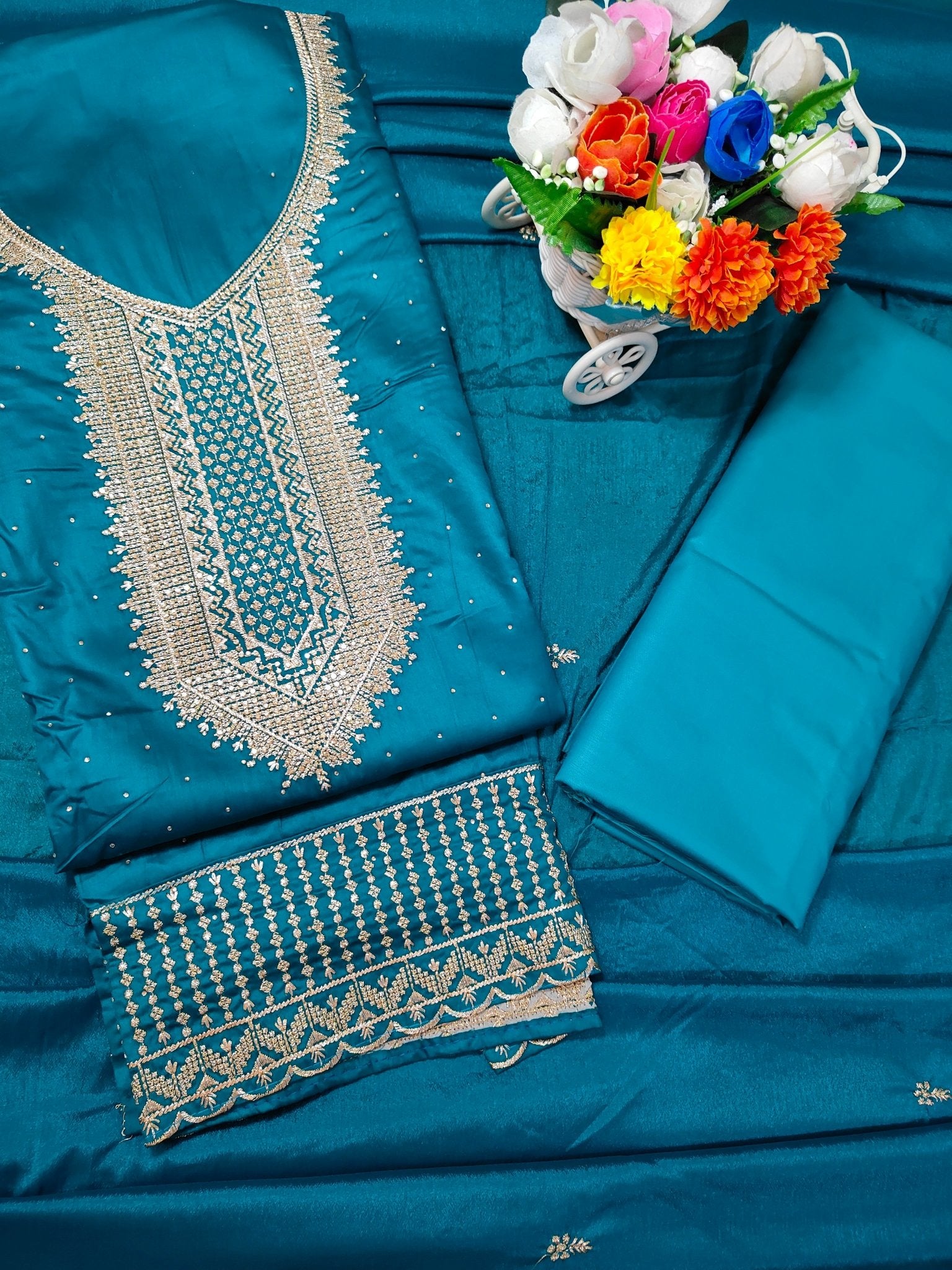 Rang Rooh - Jam Cotton with Designer Dupatta Unstitched Salwar Suit Set