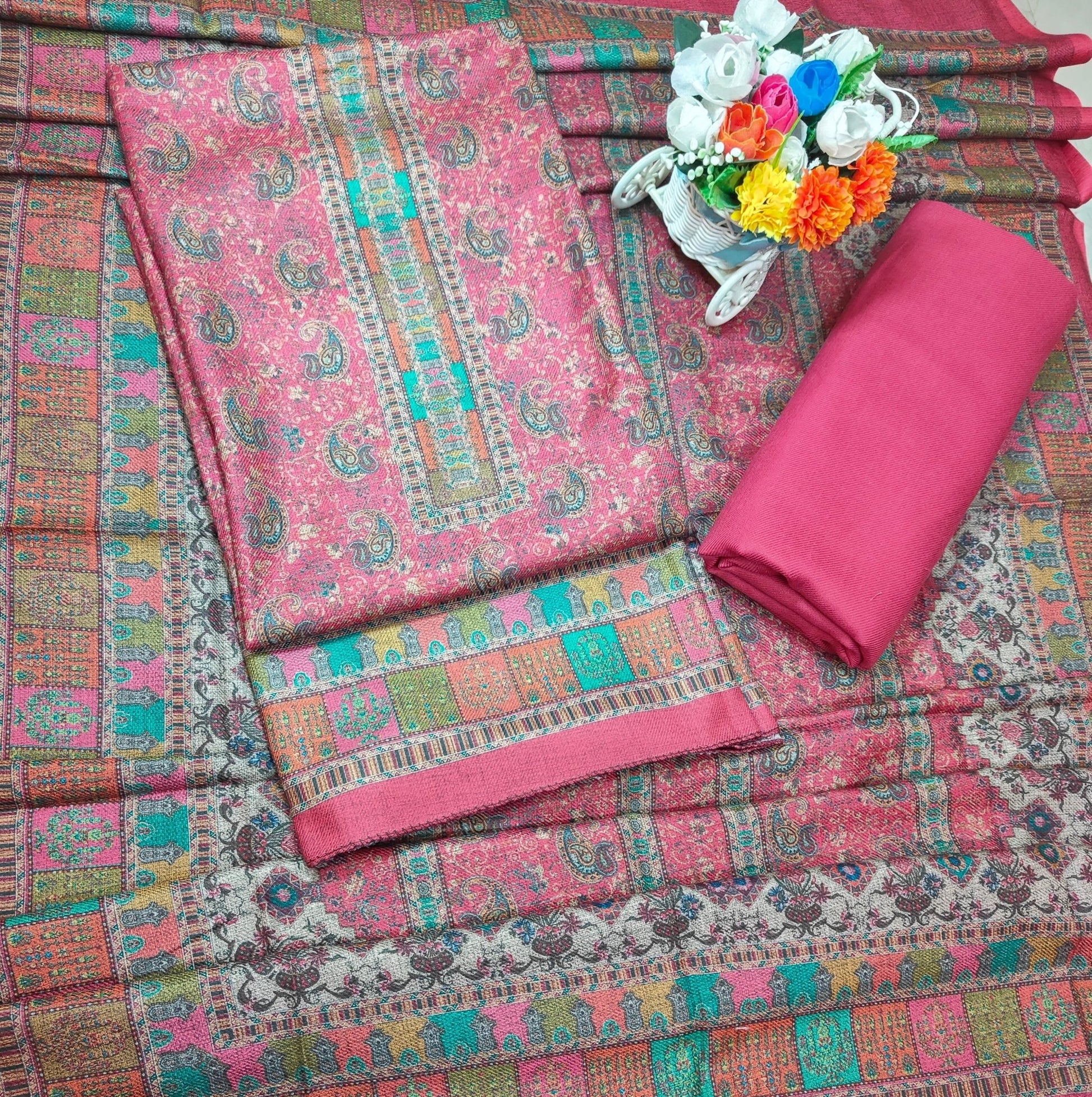 Rang Rooh - Pashmina Woollen With Stoll Unstitched Salwar Suit Set