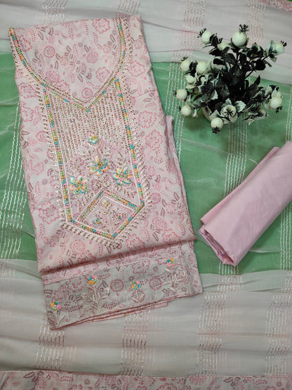 Cotton with Shiffon Dupatta Dress Material