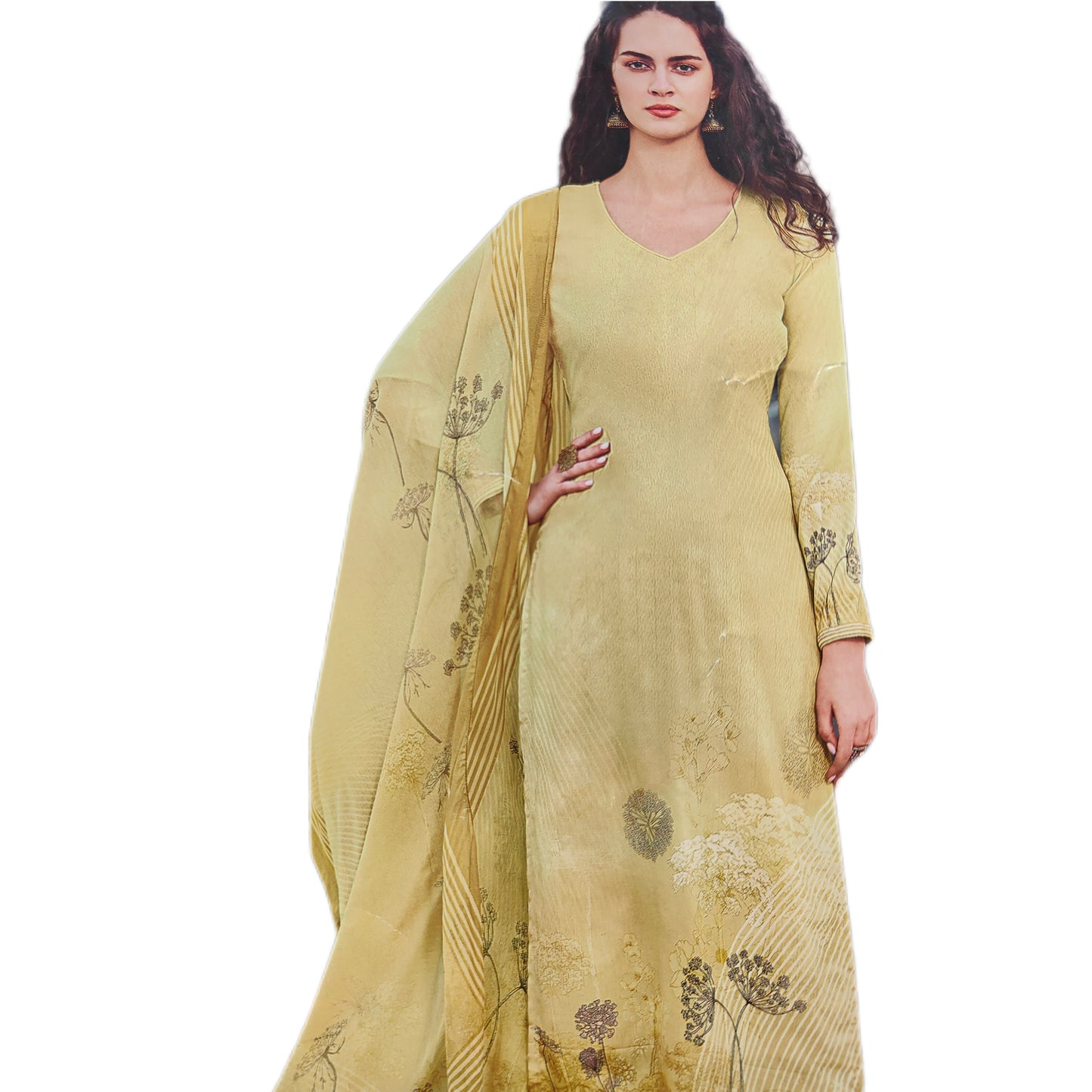 Woollen Dress Material With Chiffon Dupatta