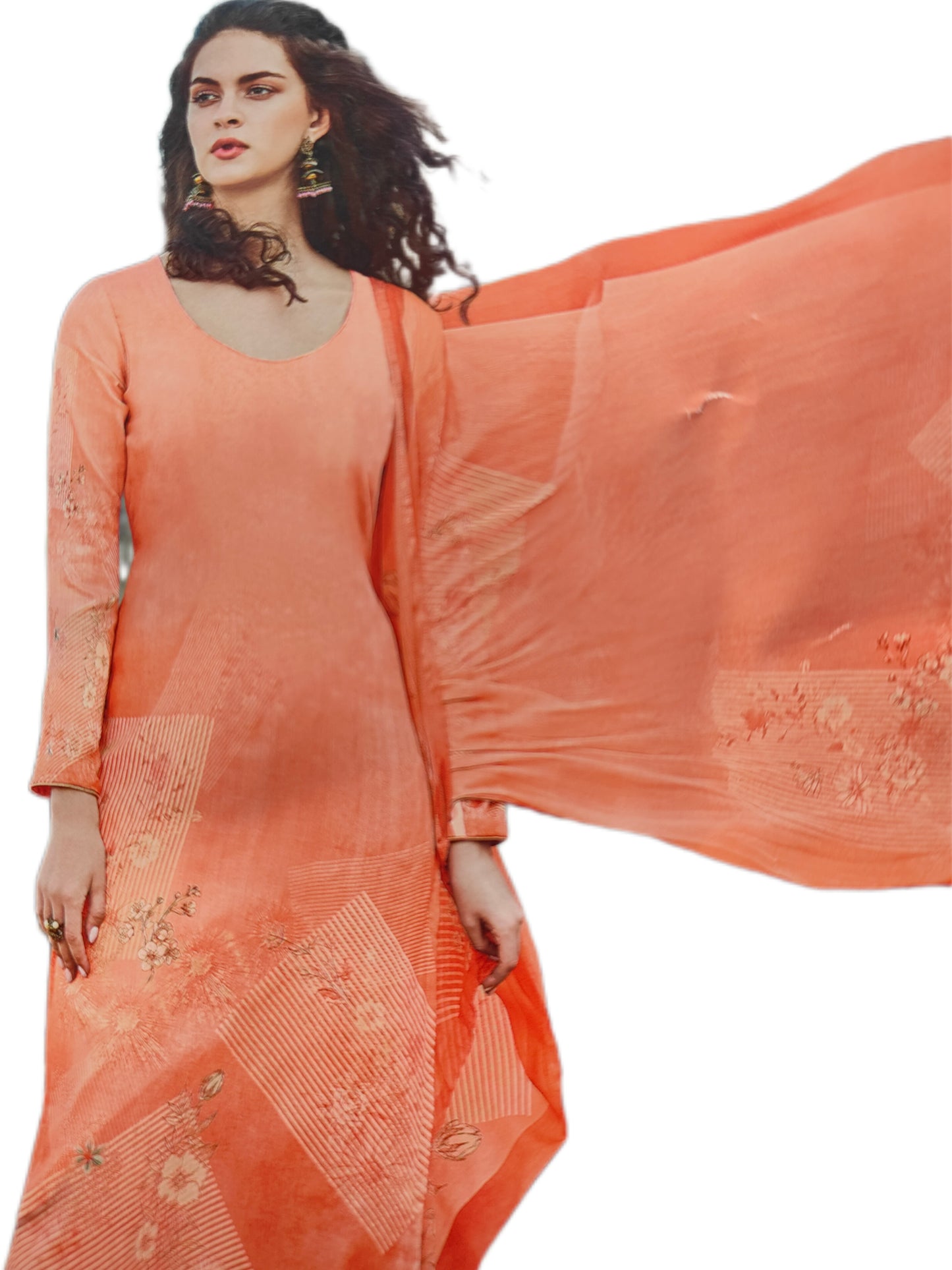 Woollen Dress Material With Chiffon Dupatta