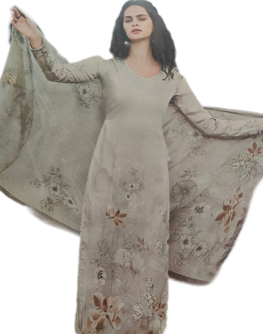 Woollen Dress Material With Chiffon Dupatta