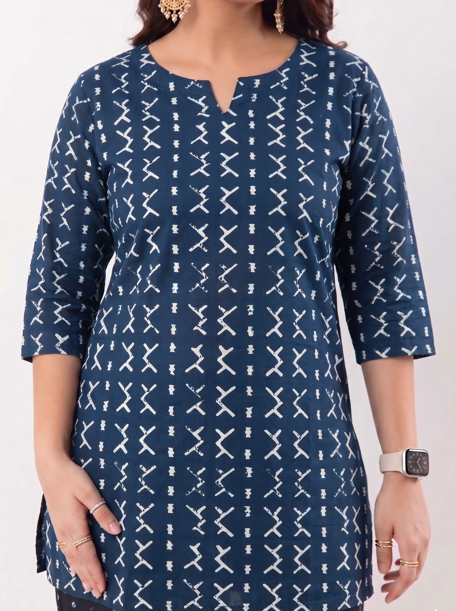 Indigo Cotton Co-ord Set | Straight Kurta 3/4 Sleeve - Image 4