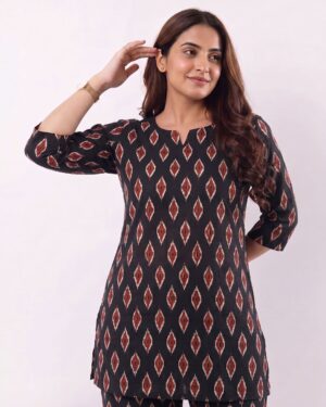 Black Co-ord Set | Straight Kurta 3/4 Sleeve
