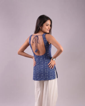 Indigo - Deep Back Short Kurti