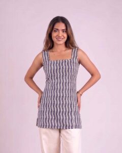 Off White - Deep Back Short Kurti