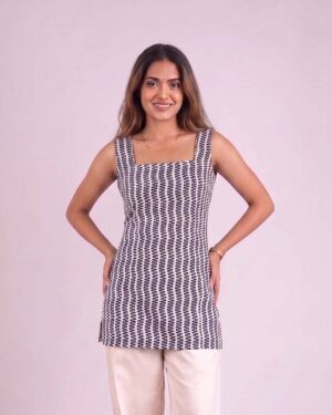 Off White - Deep Back Short Kurti