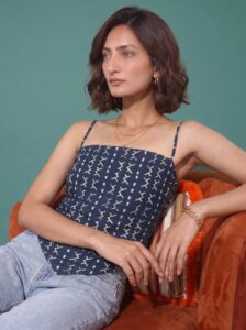 Indigo Scarf Top