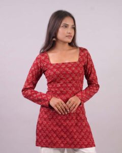 Rose Red - Square Neck Corset Kurti