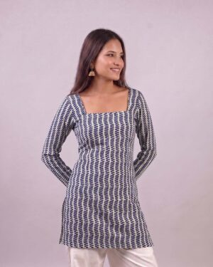 Off White - Square Neck Corset Kurti