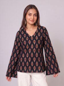 Black - Bell Sleeves Kurti