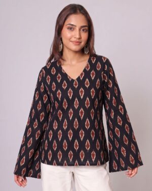 Black - Bell Sleeves Kurti