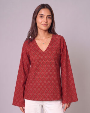 Rose Red - Bell Sleeves Kurti