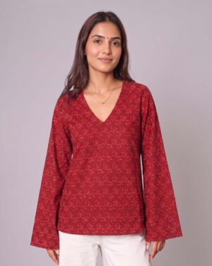 Rose Red - Bell Sleeves Kurti