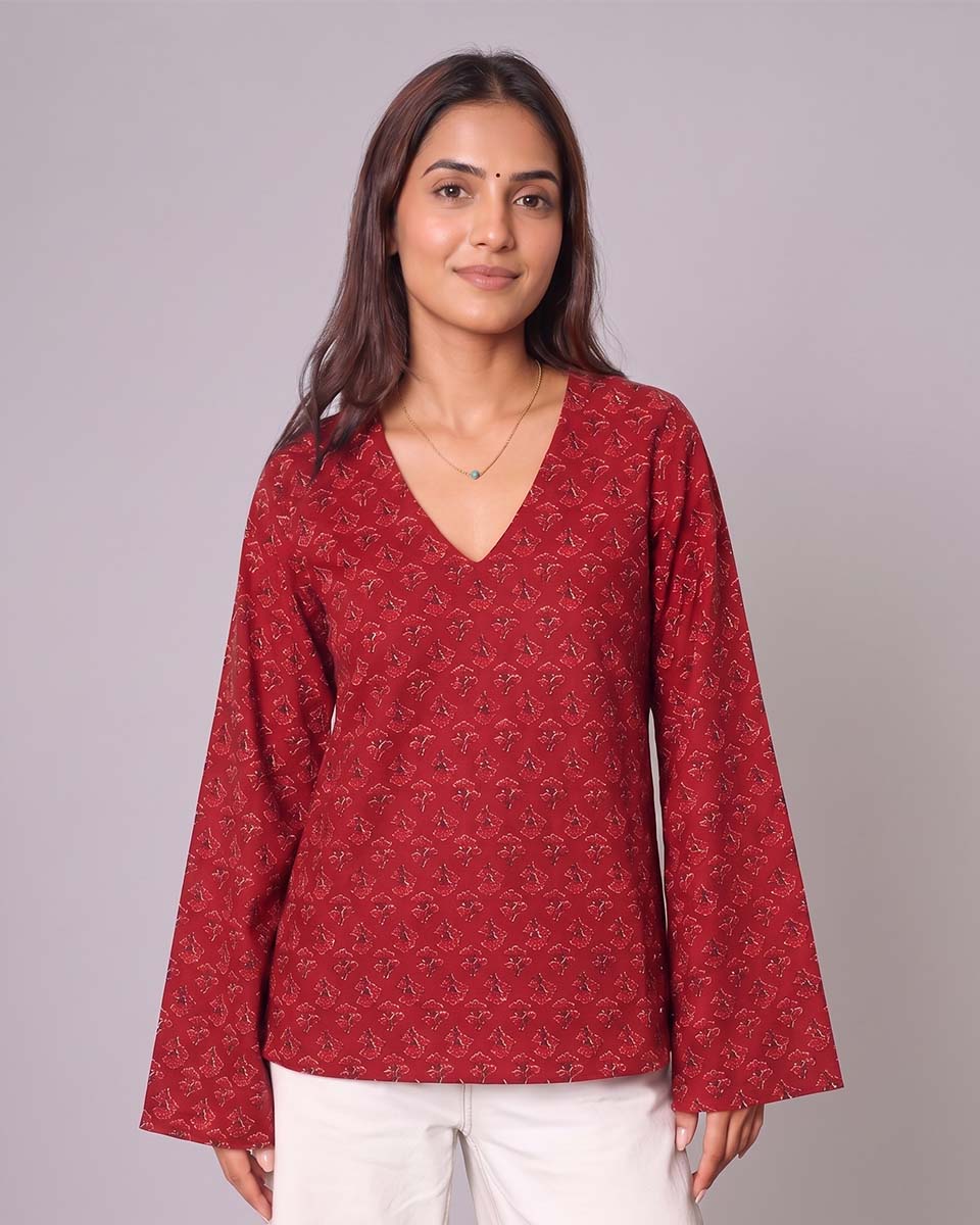 Rose Red - Bell Sleeves Kurti