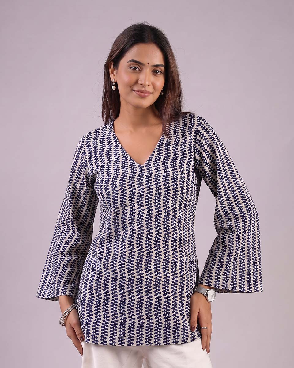 Off White - Bell Sleeves Kurti